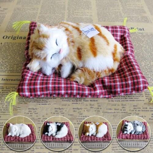 Simulation Mini Cat Cute Cloth Pad Plush Cats Children Birthday Gifts Creative Decoration Imitation Cat Doll Home Decor Gift Toy