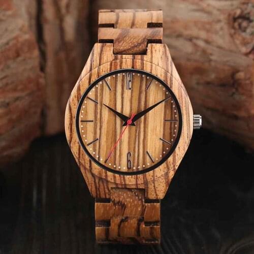 Mens Clock Bamboo Wood Watches Top Luxury Natural Full Wooden Bangle Quartz Analog Stripe Casual Male Clock relogio de Madeira