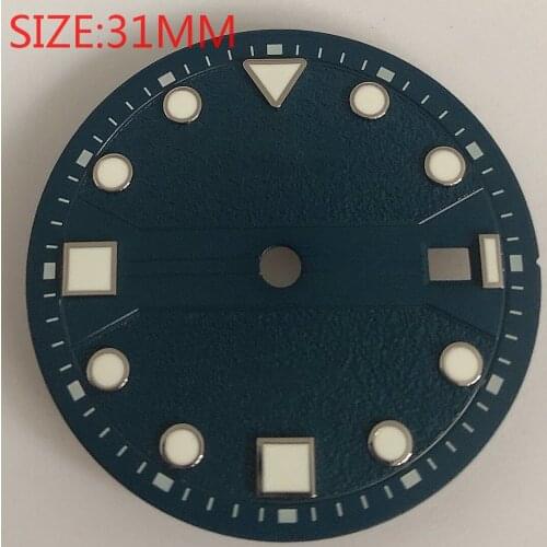 NO BLIGER LOGO 31mm mens watch dial is suitable for Miyota-DG-2813-3804 ETA MH36 MH35 cases automatic movement dials blue