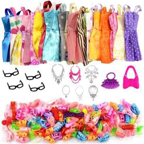 32pcs Doll Fashion Set for Dressing up Shoes Bags Necklace Clothes Party Kid Toy Creative Design Children Kids Toys Gifts