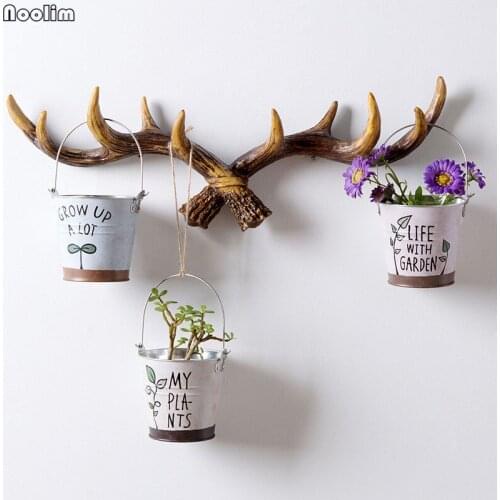 NOOLIM European Style Retro Antlers Hooks Wall Hanging Coat Hook Resin Sundries Hanger Wall Mounts Room Storage Racks