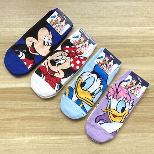 Disney Girl Socks Mickey Olaf Printed Thin Cotton Female Socks Cartoon Anime Mouse Sports Boat socks Color Ladies Socks