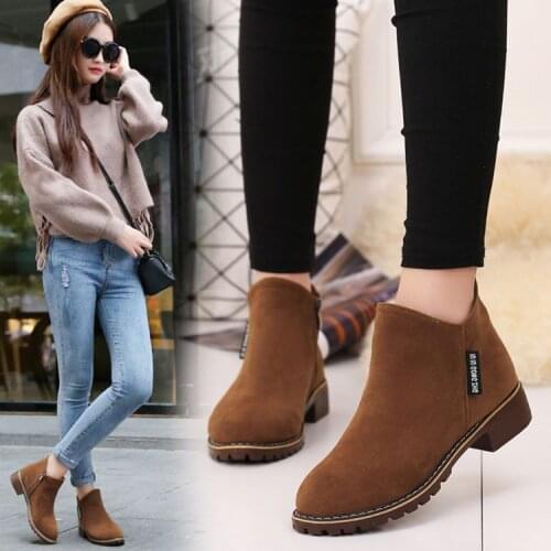 2020 New Fashion Women martin Boots Autumn Winter Boots Classic Zipper Ankle Boots Grind arenaceous Warm Plush Women Shoes