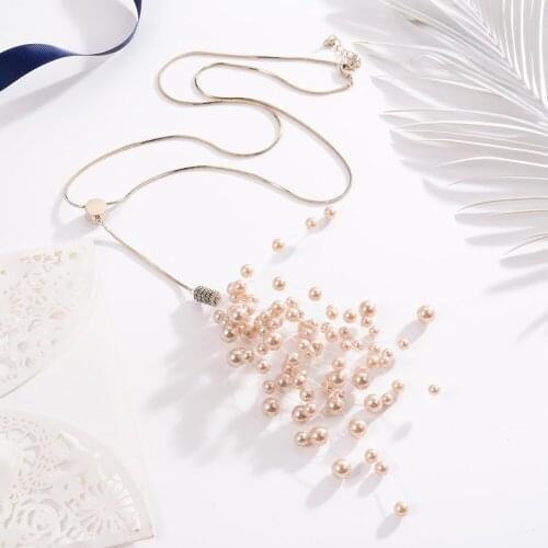 Hongye Authentic Necklace Natural Freshwater Pearl Pendant Women Pink Pearl Jewelry Crystal For Coat Sweater Party Romantic Gift