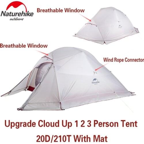 Naturehike New Upgraded Cloud Up 1 2 3 Person Tent Ultralight 20D/210T Travel Camping Tent Outdoor Hiking Equipment With Mat