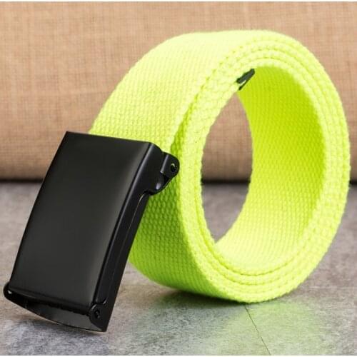 TJ-TianJun Men Canvas Big size Belt Women more color extended Girdle Flip automatic buckle Leisure outdoor sports Belt Fashion