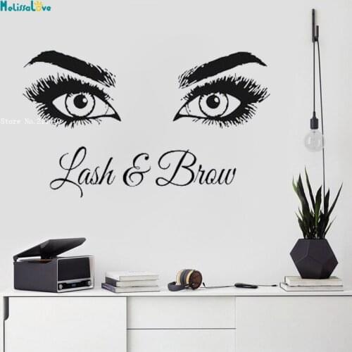 Lashes and Brows Wall Stickers Living Room Window Art Decals Vinyl Beauty Salon Makeup Glamour Murals YT5840