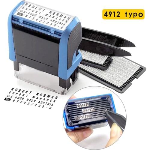 Rubber Stamp Kit 4912typo 4 Lines DIY Personalized Customized Self-Inking Business Address Name Handicrafts Stamper Accessories
