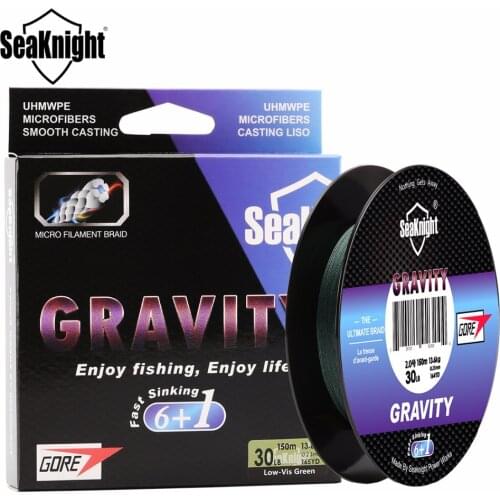 SeaKnight GRAVITY 150M Braided Fishing Line GORE 6+1 Strands Fast Sinking PE Line Green Color Micro Filament Braid 0.16-0.32mm