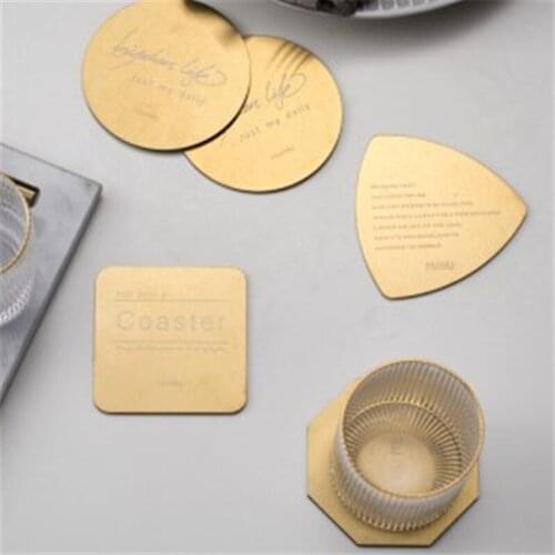 Nordic Ins Wind Golden English Alphabet Stainless Steel Coaster Metal Heat Insulation Pad Non-Slip Pad Anti-Scalding Pad
