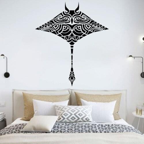 Stingray Wall Stickers Geometric Manta Ray Vinyl Decal Sea Animal Ornament Marine Style Removable Home Decoration O264
