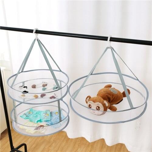 Clothes basket drying clothes artifact drying net folding windproof double-layer drying socks basket drying net flat drying net