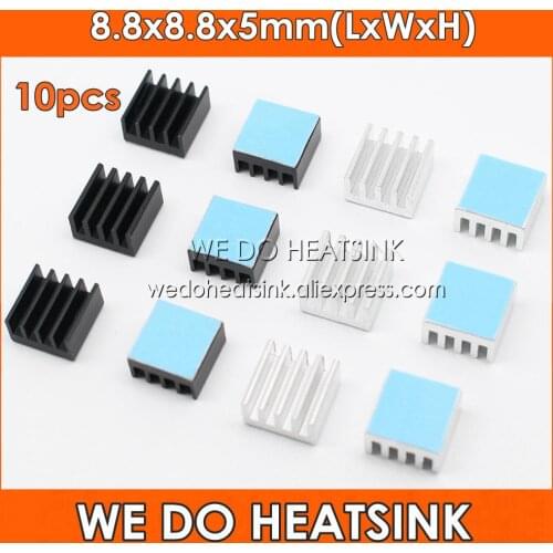 WE DO HEATSINK 10pcs 8.8x8.8x5mm Aluminum Heat Sink IC Memory Chip Cooling Cooler with 3M 8810 Thermally Conductive Tape