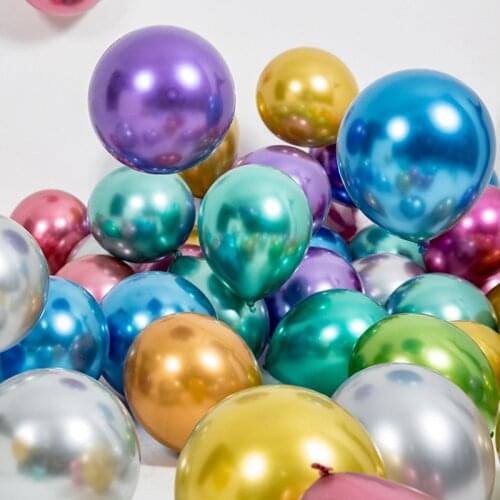 10 Packs Of Shiny Metal Pearl Latex Balloons Thickened Chrome-Plated Metal Helium Balloons Birthday Party Decoration Christm