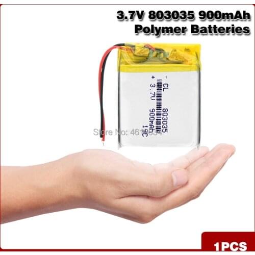 3.7V 900mah 803035 Polymer Lithium Rechargeable battery for GPS mp3 mp4 mp5 power bank Bluetooth speaker sound driving recorder