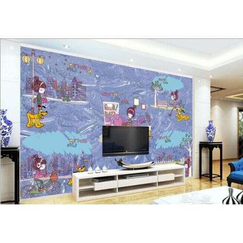 Custom 3D murals,3 d cartoon girl papel de parede,living room sofa TV wall children bedroom wallpaper