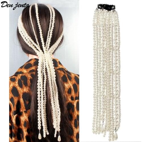 Boho Ethnic Wedding Hair Accessories Pearl Tassel Hair Extension Hair Combs Head Ornament Woman Hair Jewelry