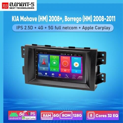 ELEMENT-5 7" 6G+128G Android 10 4G 5G WIFI RDS DSP Car Radio For KIA Mohave (HM), Borrego (HM) Navigation GPS HiFi