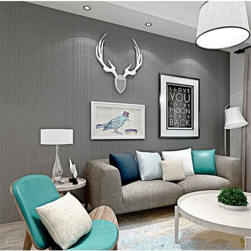 Beibehang Modern simple plain solid color non-woven wallpaper vertical stripes living room full bedroom warm wallpaper