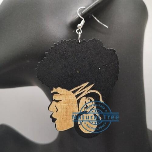 Free Shipping!2021 Fashion Black Crown Queen Wooden Earrings For Women