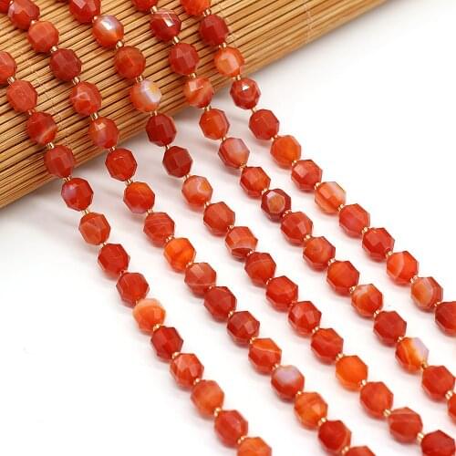 New Natural Faceted Stone Beads 8mm Irregural Shapen Loose Beads for Making Jewelry Necklace Length 38cm