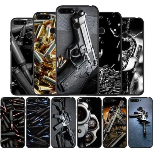 Gun and bullet black Silicone Phone Case For honor 30 20 Pro 8 8X 9 10 20 Lite Mate 10 20 30 Lite Pro cover