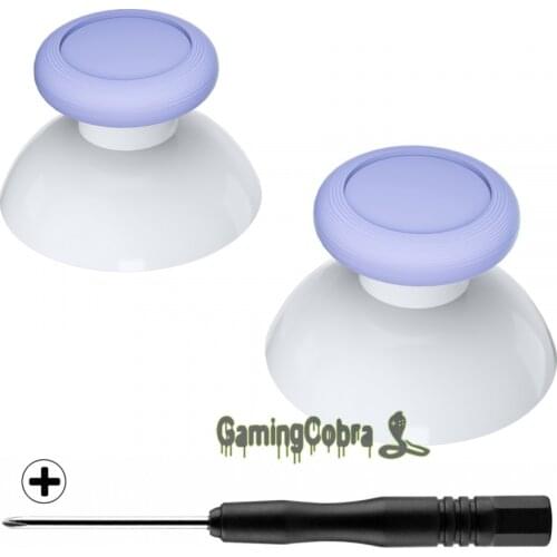 EXtremeRate Light Violet & White Dual-color Mushroom Joystick Thumbsticks Analog with Tools Kits for NS Switch Pro Controller