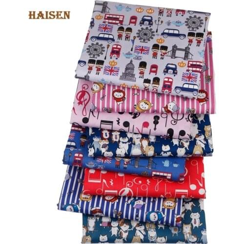 Haisen,8pcs/Lot,Cartoon Soldier Series,Printed Twill Cotton Fabric,Patchwork Cloth,For DIY Sewing&Quilting Fat Quarters Material