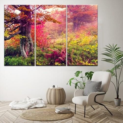 HD Prints Pictures Tree Forest Autumn Natural Landscape Canvas Paintings Wall Art For bedroom Living Room Home Decor Poster