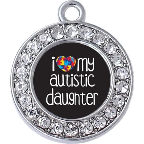 Personalized Custom Design Alloy I Love My Autistic Daughter Charm Mother And Daughter Love Friend Forever Autism Daughter Charm