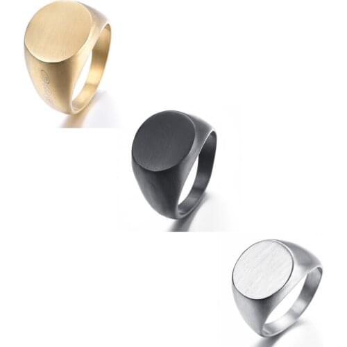 Mens Roundness Signet Solid Fashion Mans Ring 316L Stainless Steel Biker Unique Ring for Men