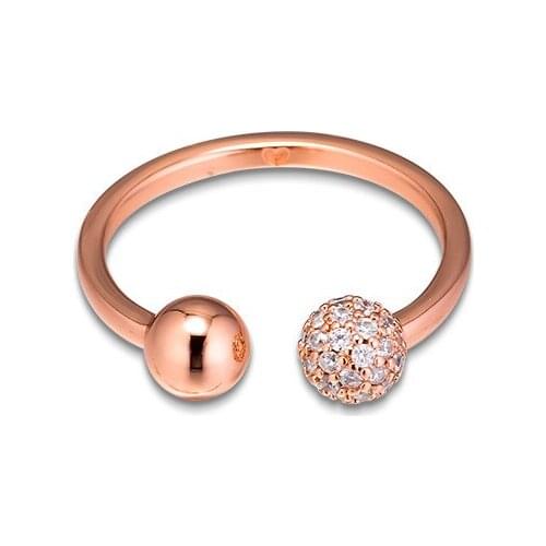 2019 Rose Golden Jewelry Clear CZ Polished & Pave Bead Open Rings for Women Stackable Style Fashion Girls Rings Jewelry Findings