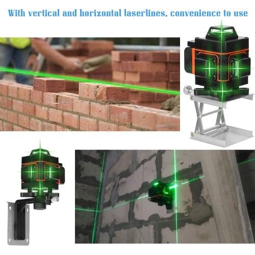 Laser Level 4D 16 Lines Green Vertical Horizontal Cross Line with 360 Degre Self-leveling Function Indoor Outdoor Control Tester
