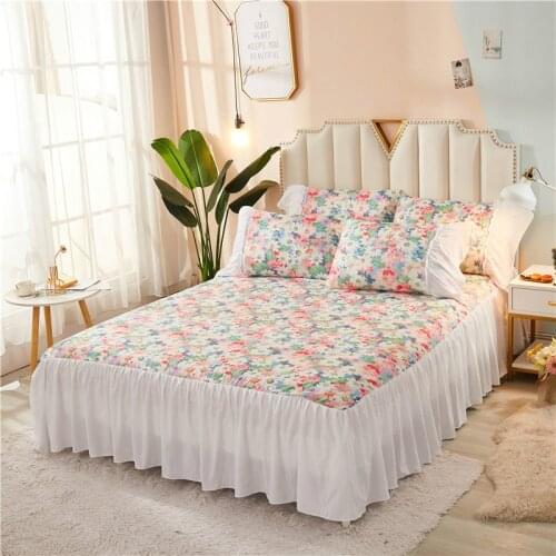Cilected INS Retro Small Daisy Bed Skirt 1.5M/2.0M Soft Washed Cotton Single Layer Lace Bedspread Small Fresh Sheets Home Decor