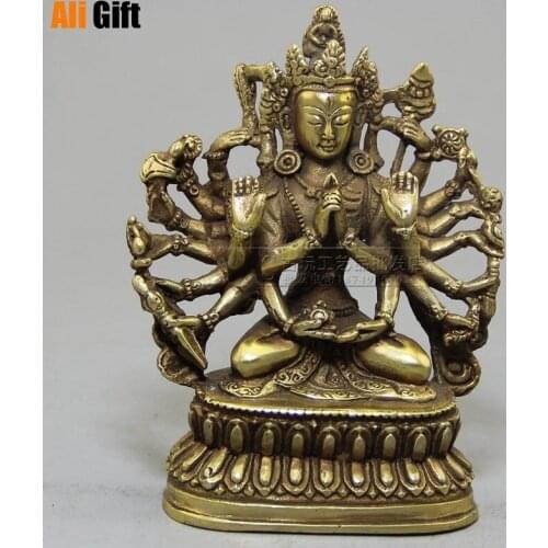 Copper Statue CHINA Tibetan Buddhism Copper Buddha Avalokiteshvara Exorcism Home Decor Modern Home Decore