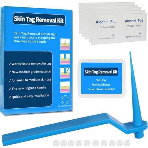 Micro Band Non Toxic Face Care Mole Wart Tool For Small To Medium Blue Skin Tag Removal Kit With Cleansing Swabs Home Use Adult