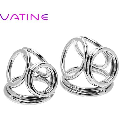 VATINE Cock Cages Penis Rings Male Chastity Device Delay Ejaculation Cock Rings Stainless Steel Sex Toys for Men Adult Products