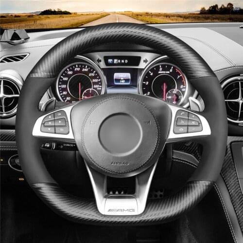 DIY Anti-Slip Wear-Resistant Steering Wheel Cover For Mercedes-Benz A45 AMG CLS SLC GLA GLE GLS Car Interior Decoration