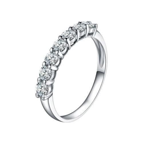 0.7CT test positive Brand Moissanite Diamond Carbon Band Ring 7 Stones Engagement Ring for Women Solid White Gold 14K