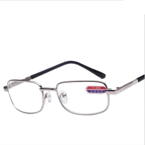 Diopter Design Optics Reading Glasses Men Women Oversized Silver Metal Frame Diopter Eyeglasses 1.0 1.5 2.0 2.5 3.0 3.5 4.0