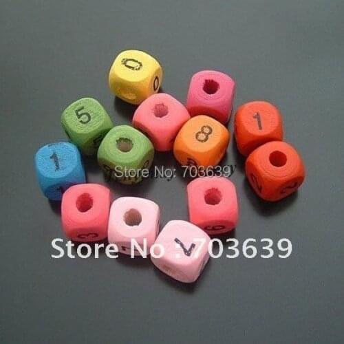 Wholesale 400pcs Arabic Numerals Wood Beads Cubic Wooden Accessories