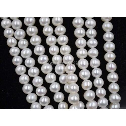 Wholesale 5 strings real freshwater pearl strands 7-8mm beads free shipping