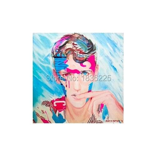 100% Handmade Palette Knife Figure Oil Painting On Canvas Pictures handsome man Abstract Colorful Art Living Room Wall Decor