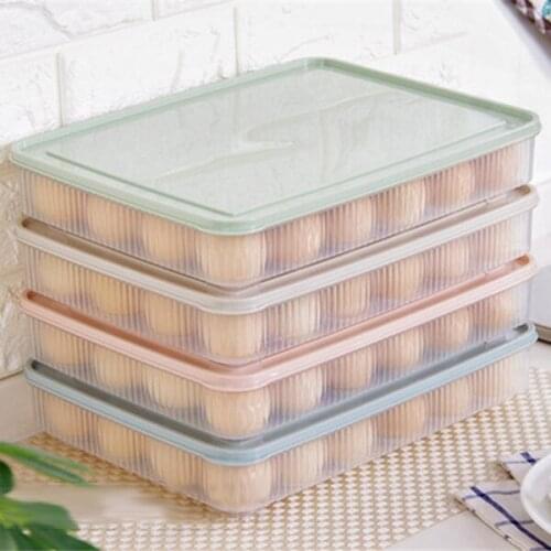 Plastic Egg box kitchen egg storage box 24 Grid Eggs holder Stackable freezer storage organizers egg storage Container