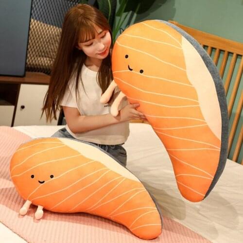 New 1Pc 50/65/80cm Creative Pillow Sushi Salmon Simulation Cushion Home Decor Plush Toy Gift