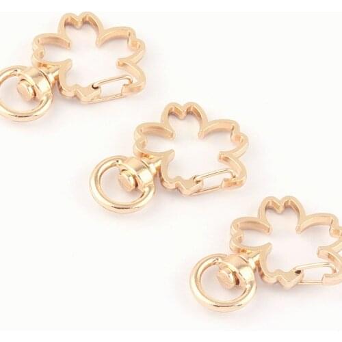 8mm Sakura Shaped Swivel Clasp Claw Swivel Snap Hook Lobster Clasp Jewelry Charm Purse Bag Handbag Clip Key Ring Clasp Pendant