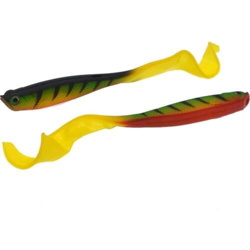 Hollow Fish Soft Bait Fishing Lure Belly Open Green Long Tails Leopard Artificial Lures Freshwater Seawater 12.5cm/5.5g