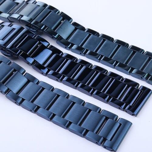 New Blue Stainless Steel Watchband Strap Metal Bracelet Strap 18mm 19mm 20mm 21mm 22mm Straight End For Men Women Fashion Watch