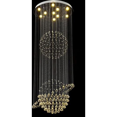 Luxury Modern Stair Lighting Long Crystal Chandelier Large Flush Mount LED Indoor Hallway Light Fixture Hanging Cristal Lustre