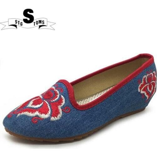 The explosion ethnic style embroider canvas shoes flat with women stgtomss skateboarding shoes twm0037